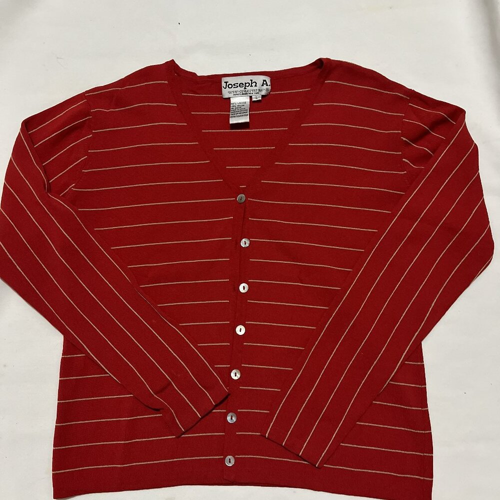 Joseph A. Red striped cardigan sweater